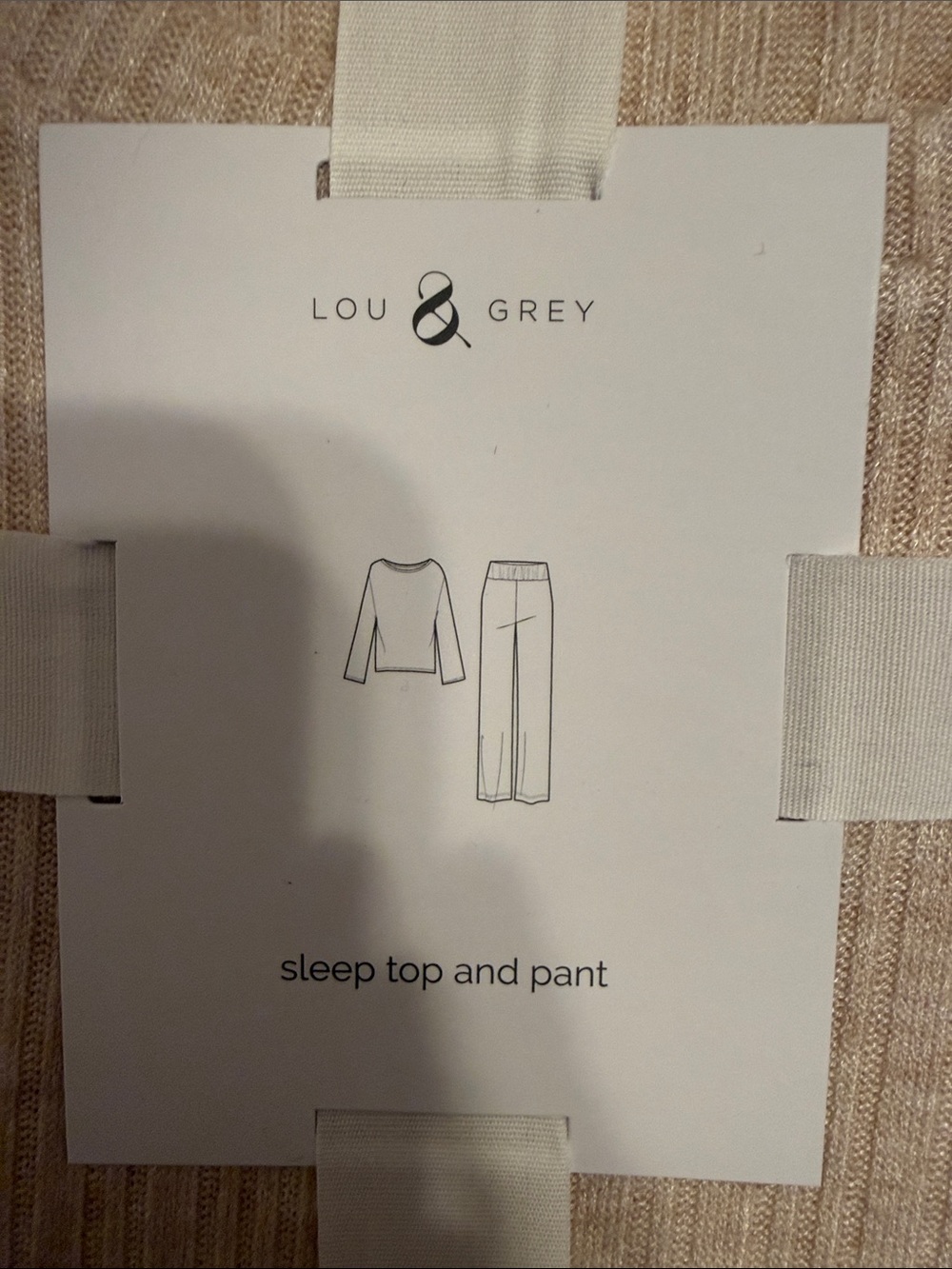 Lou & Grey Ribbed Sleep Top & Pant Set - Beige - Picture 4 of 4